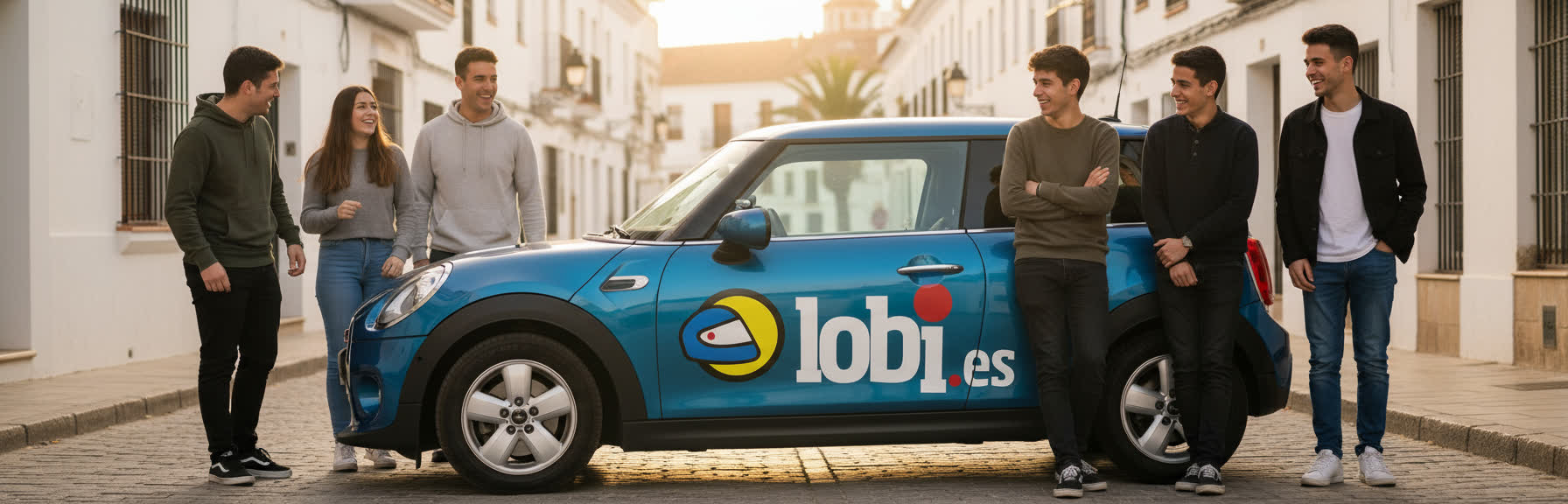 Grupo de alumnos junto al coche de Lobi