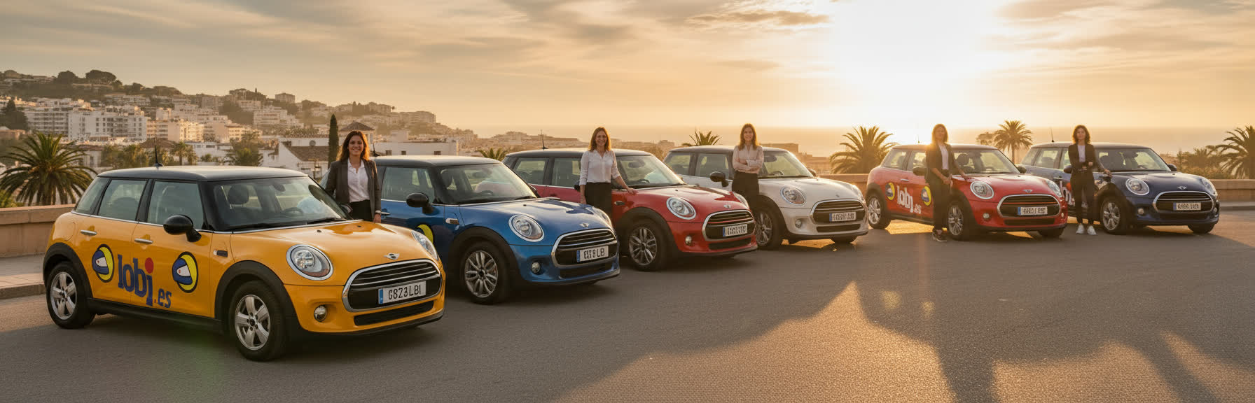 Flota de coches Lobi al atardecer